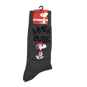 Snoopy LIKE A BOSS Student Snoopy Men's Crew Socks Size 6.5-12